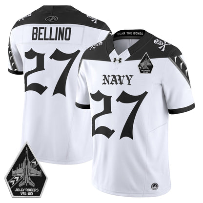 Men's Navy Midshipmen 'Jolly Rogers: Gothic Squadron Edition' Vapor Limited Jersey - All Stitched