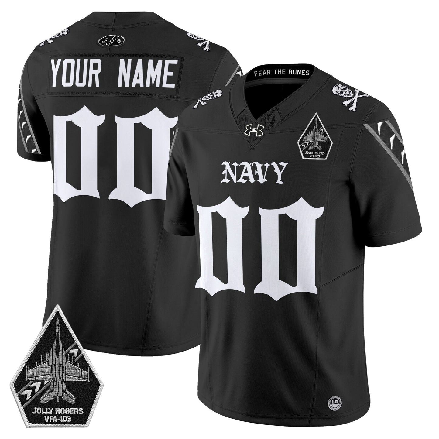 Navy Midshipmen 'Jolly Rogers: Gothic Squadron Edition' Vapor Limited Custom Jersey - All Stitched