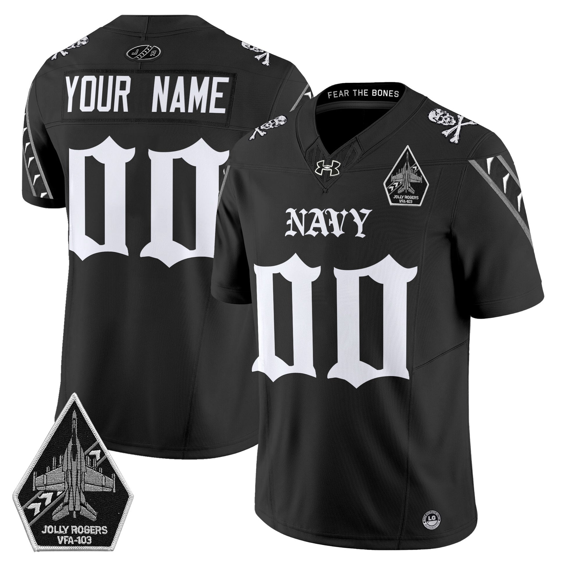 Navy Midshipmen 'Jolly Rogers: Gothic Squadron Edition' Vapor Limited Custom Jersey - All Stitched