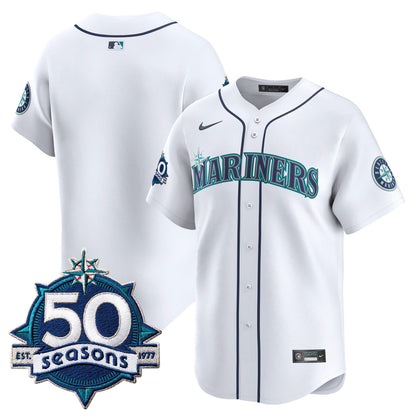 Men's Seattle Mariners 50 Seasons Patch Vapor Premier Limited Jersey - All Stitched