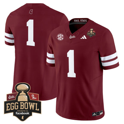Men's Mississippi State Bulldogs 2025 Egg Bowl Vapor Limited Jersey - All Stitched