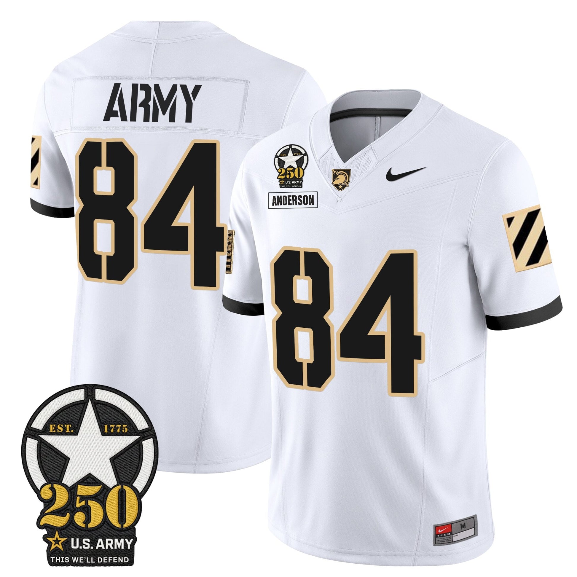 Men's Army Black Knights 250th Anniversary Patch Vapor Limited Jersey - All Stitched