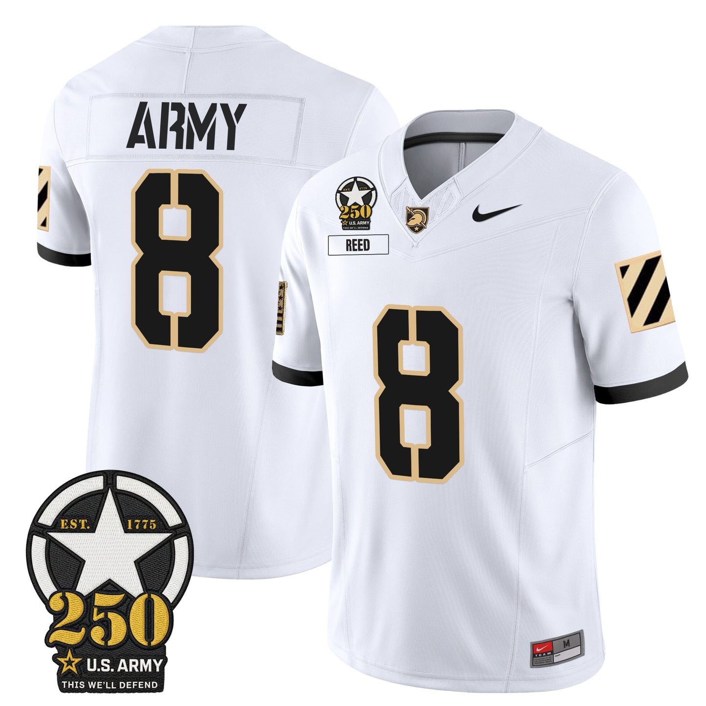 Men's Army Black Knights 250th Anniversary Patch Vapor Limited Jersey - All Stitched