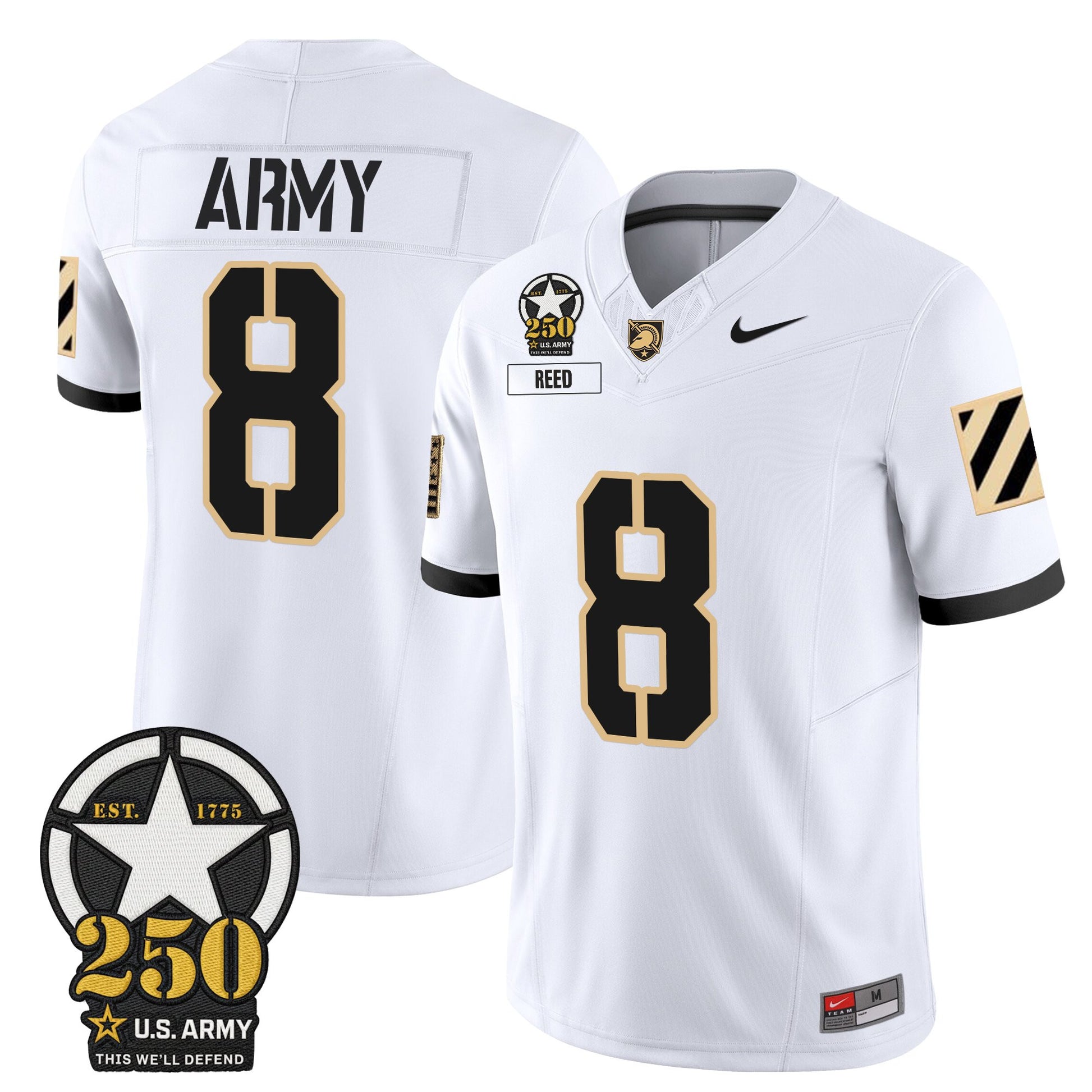 Men's Army Black Knights 250th Anniversary Patch Vapor Limited Jersey - All Stitched