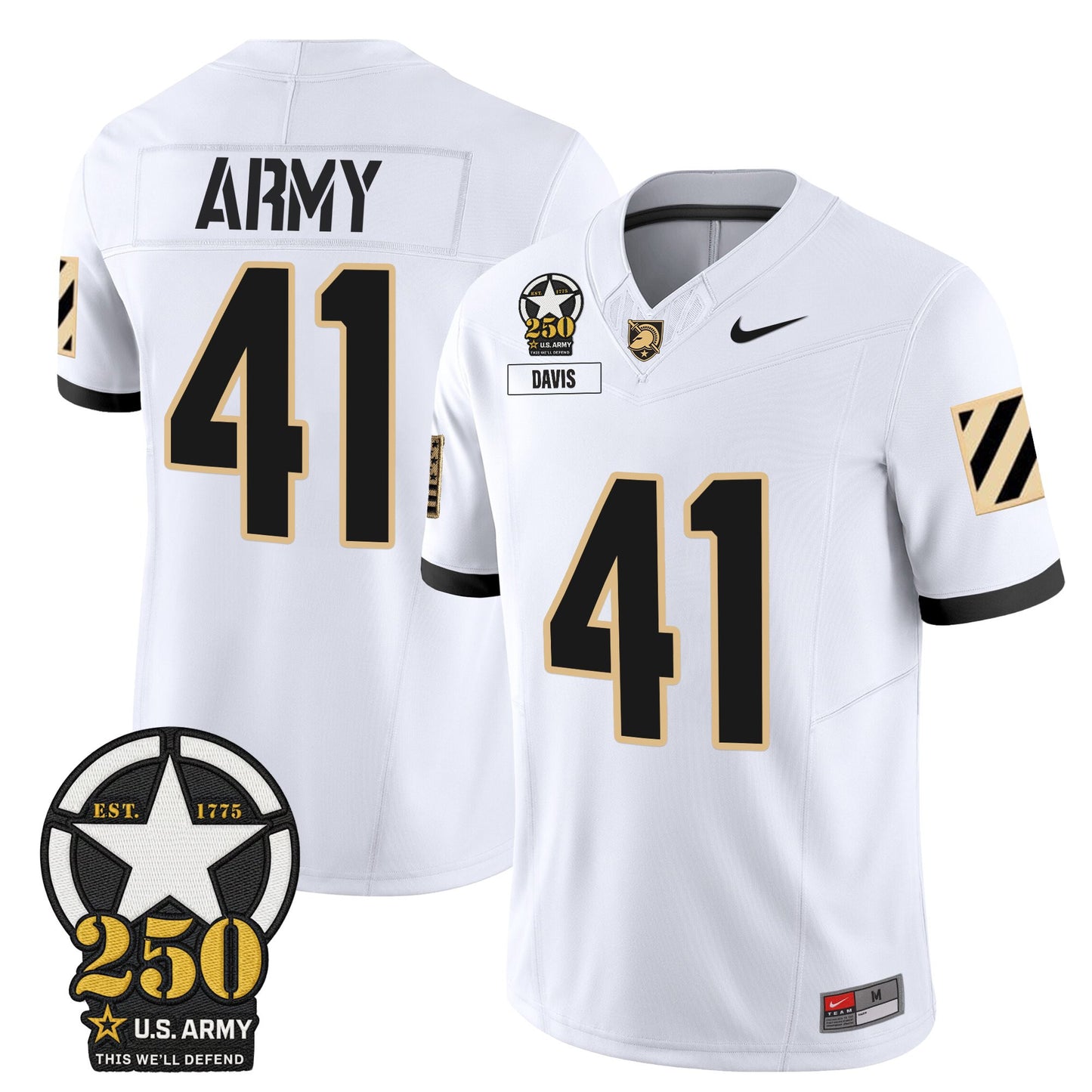 Men's Army Black Knights 250th Anniversary Patch Vapor Limited Jersey - All Stitched
