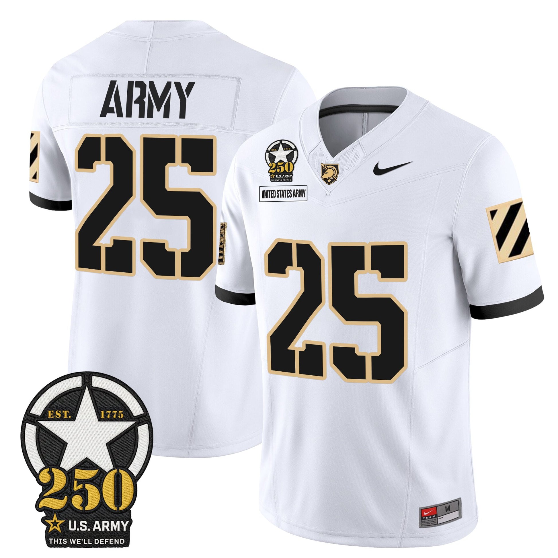 Men's Army Black Knights 250th Anniversary Patch Vapor Limited Jersey - All Stitched