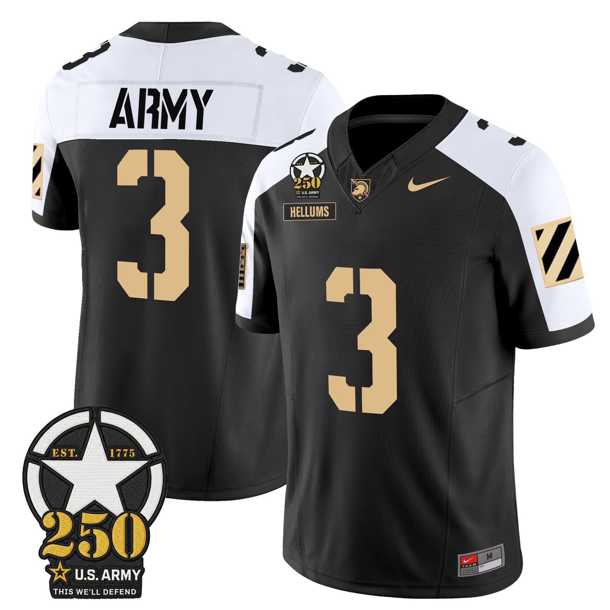 Men's Army Black Knights 250th Anniversary Patch Vapor Limited Jersey - All Stitched