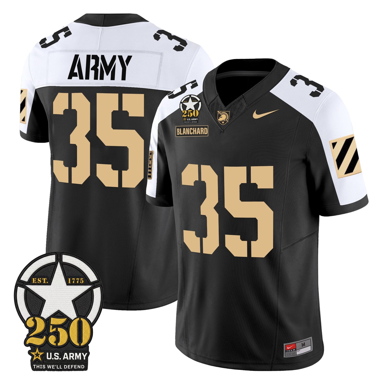 Men's Army Black Knights 250th Anniversary Patch Vapor Limited Jersey - All Stitched