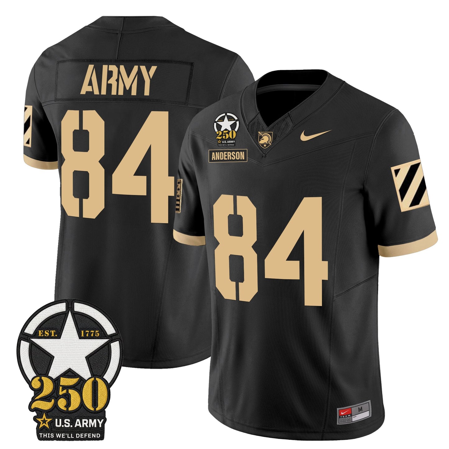Men's Army Black Knights 250th Anniversary Patch Vapor Limited Jersey - All Stitched