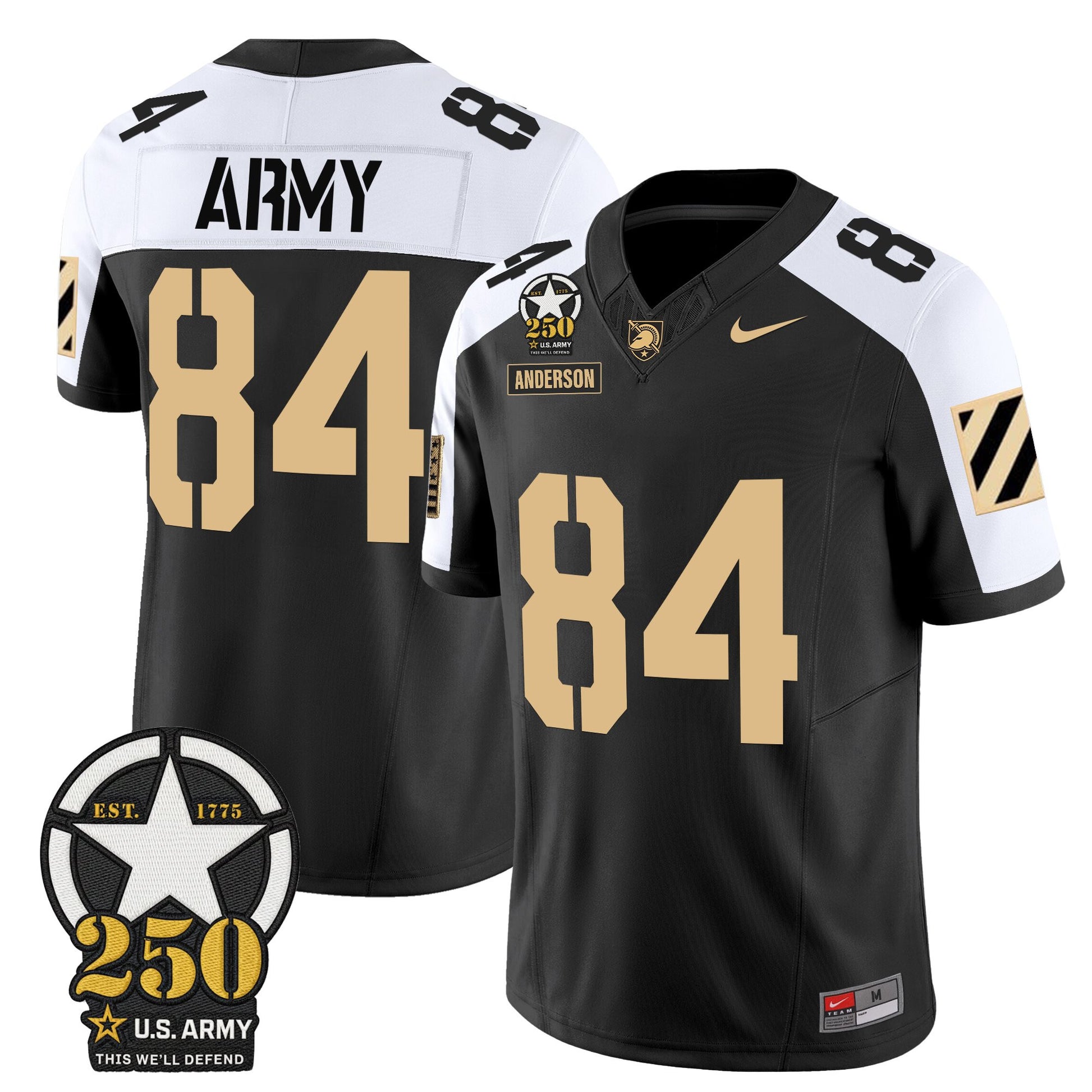 Men's Army Black Knights 250th Anniversary Patch Vapor Limited Jersey - All Stitched