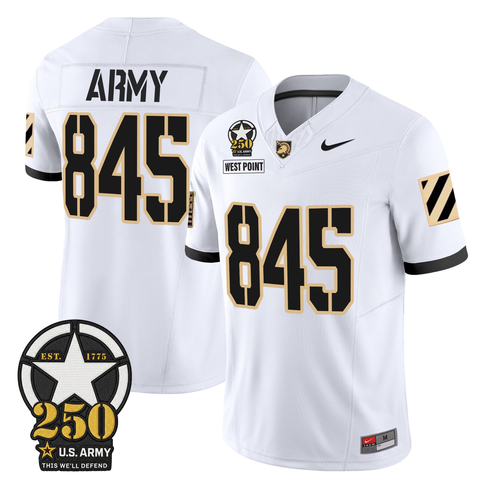 Men's Army Black Knights 250th Anniversary Patch Vapor Limited Jersey - All Stitched