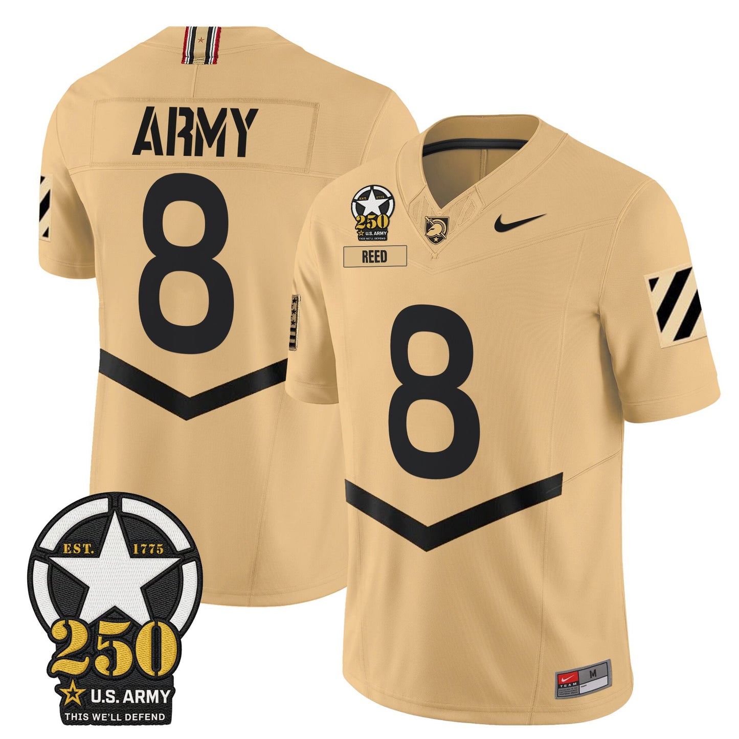 Men's Army Black Knights 250th Anniversary Patch Vapor Limited Jersey - All Stitched