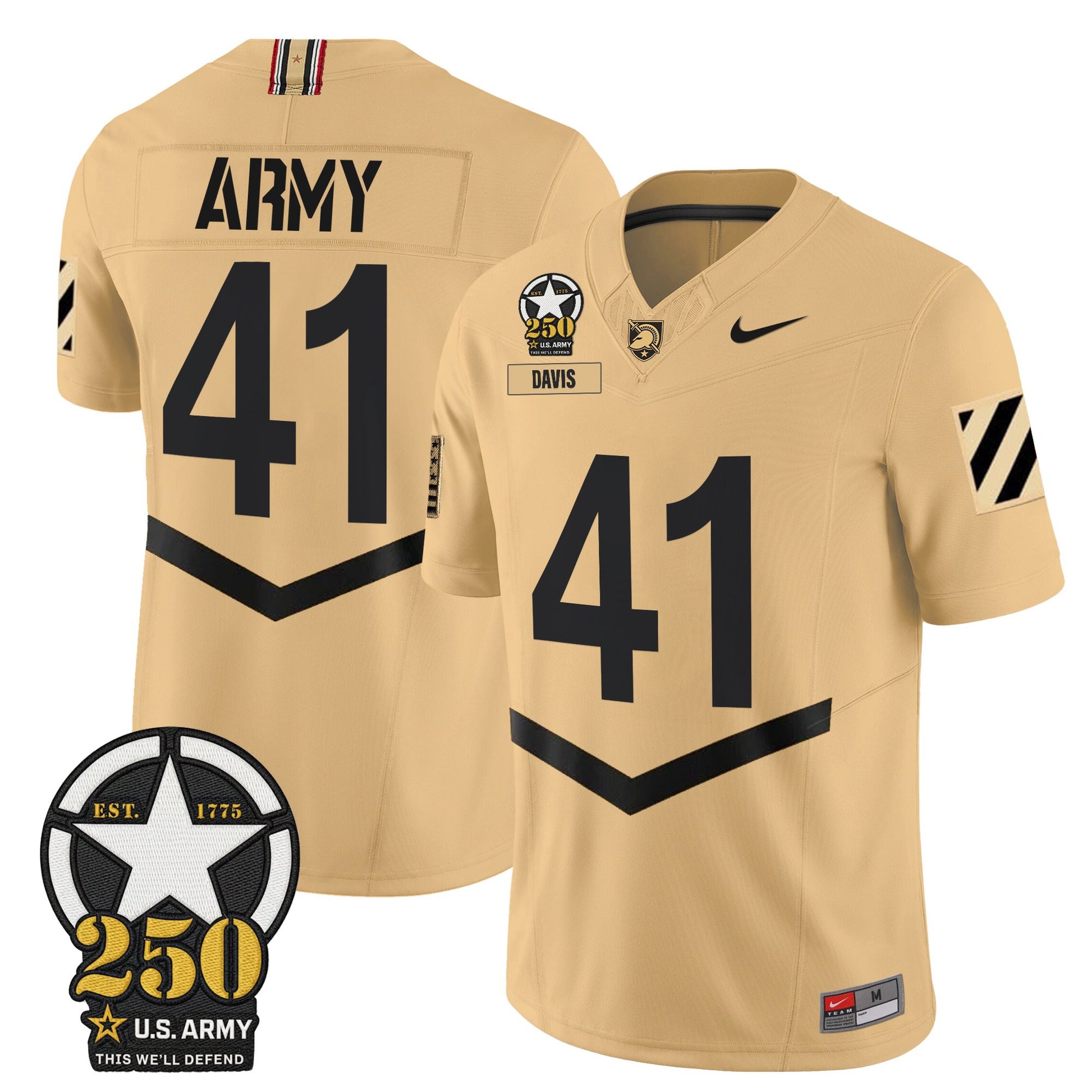 Men's Army Black Knights 250th Anniversary Patch Vapor Limited Jersey - All Stitched