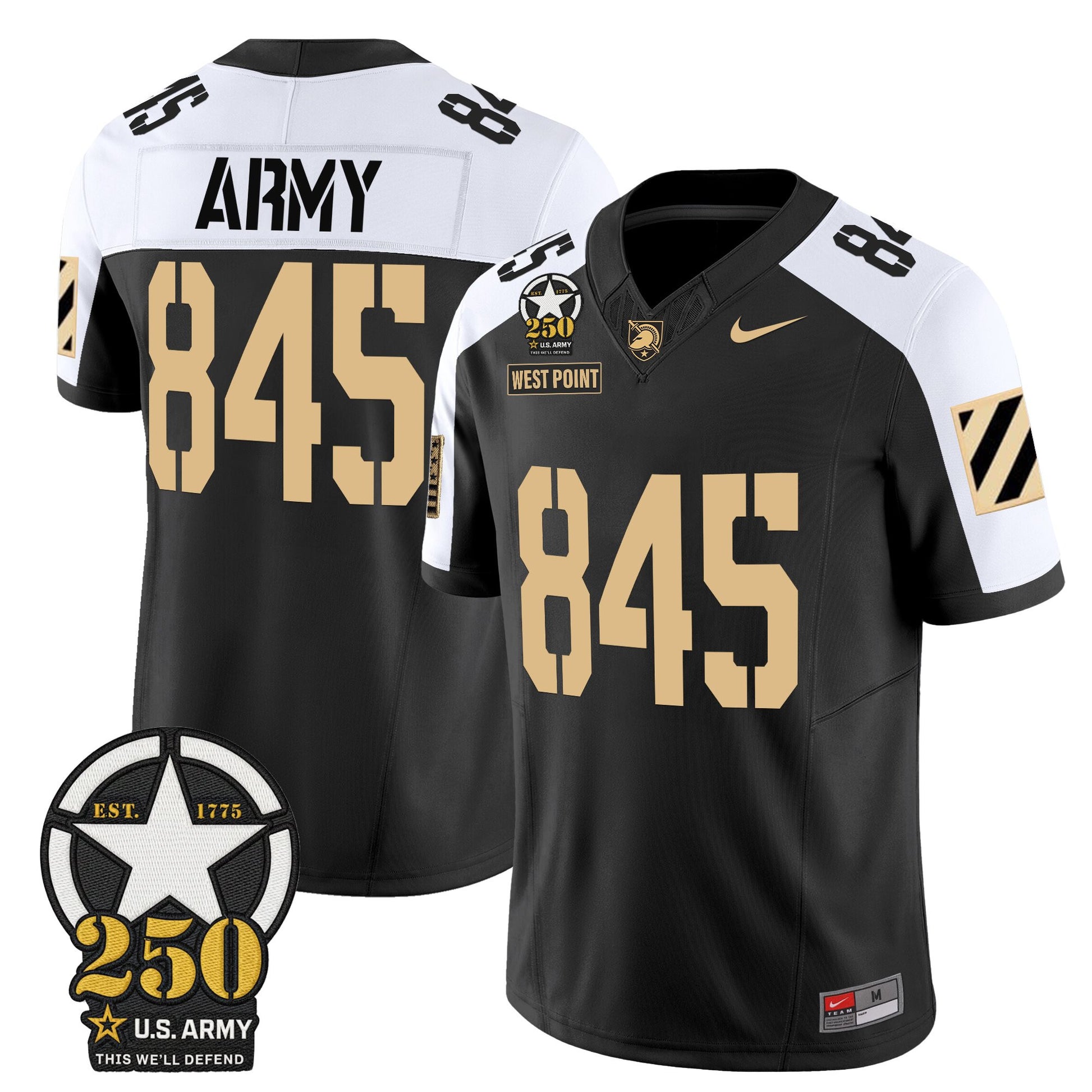 Men's Army Black Knights 250th Anniversary Patch Vapor Limited Jersey - All Stitched