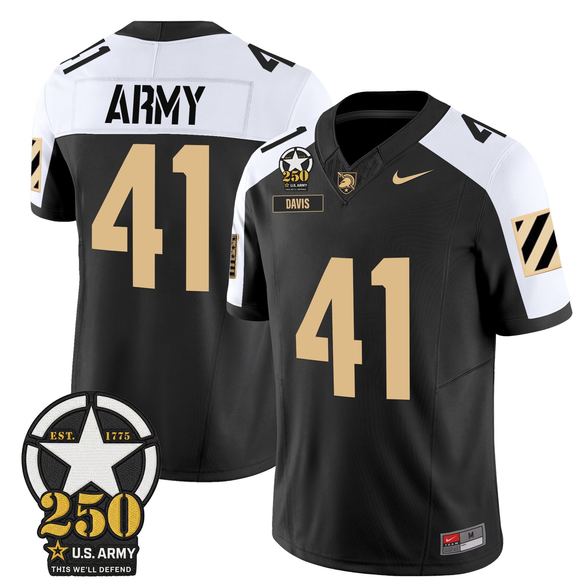 Men's Army Black Knights 250th Anniversary Patch Vapor Limited Jersey - All Stitched