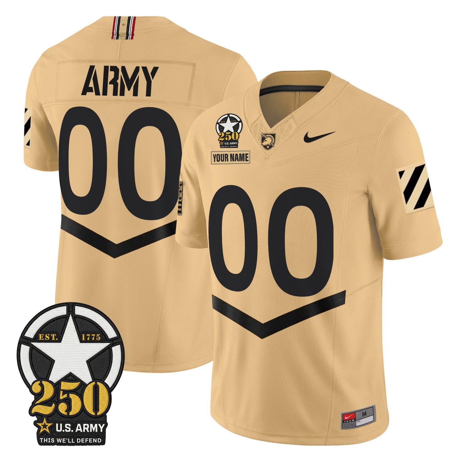Army Black Knights 250th Anniversary Patch Vapor Limited Custom Jersey - All Stitched