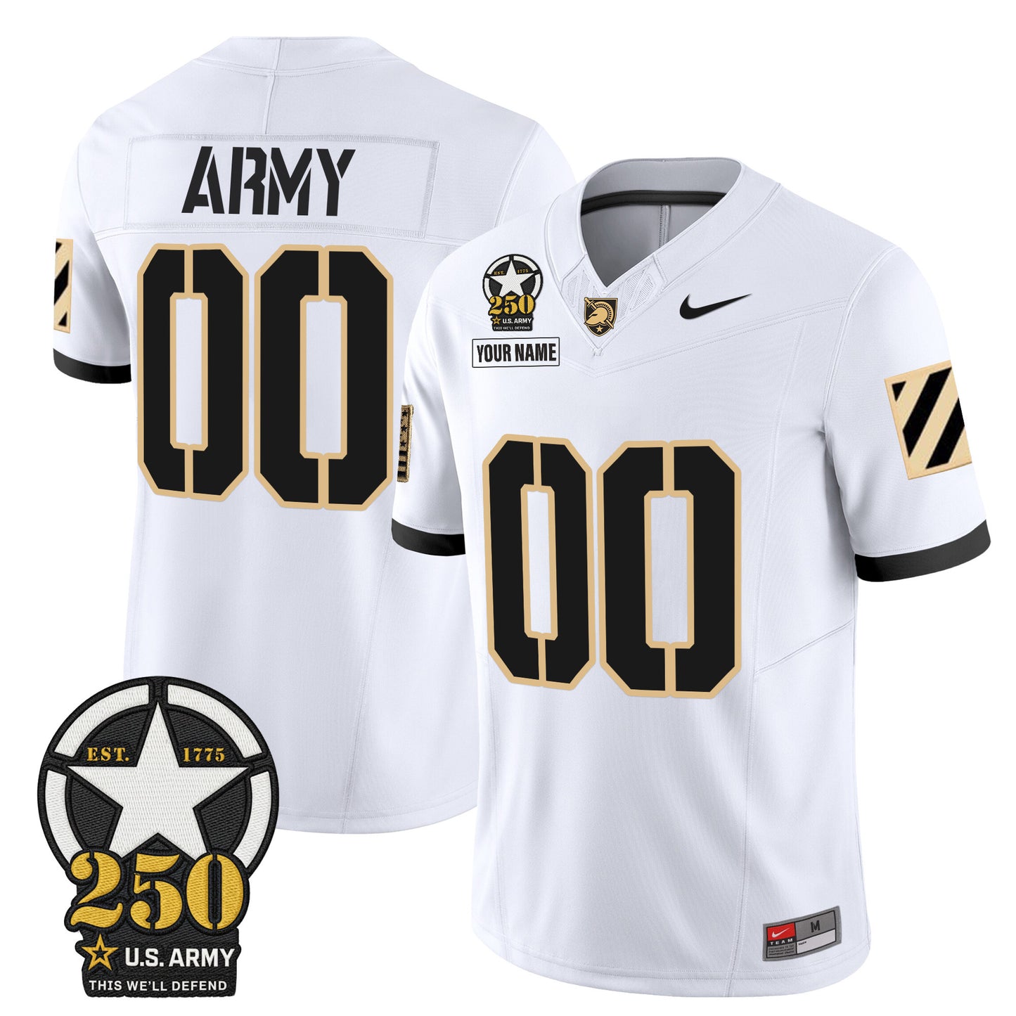 Army Black Knights 250th Anniversary Patch Vapor Limited Custom Jersey - All Stitched