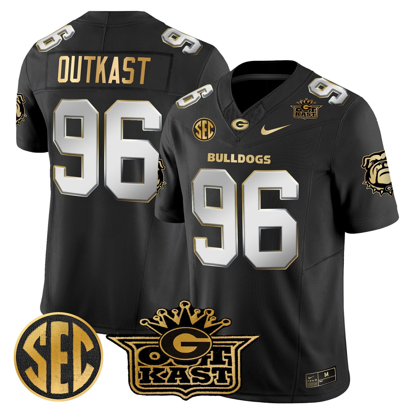 Men's Outkast x Georgia Bulldogs Gold Vapor Limited Jersey - All stitched