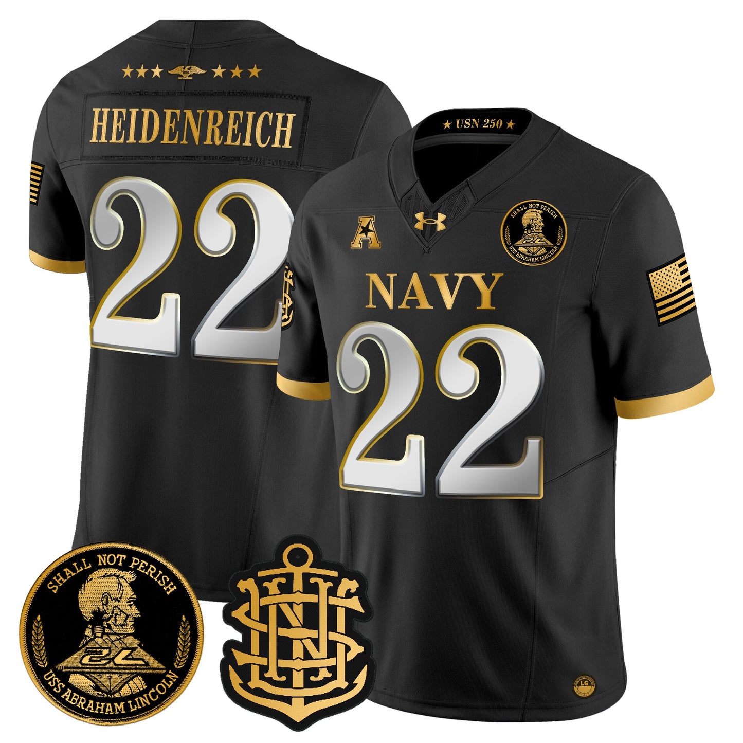 Men's Navy Midshipmen 250th Anniversary Gold Vapor Limited Jersey - All Stitched