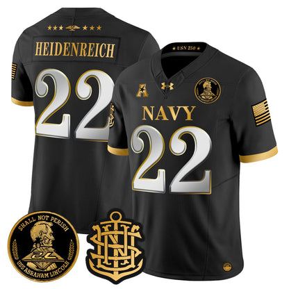Men's Navy Midshipmen 250th Anniversary Gold Vapor Limited Jersey - All Stitched