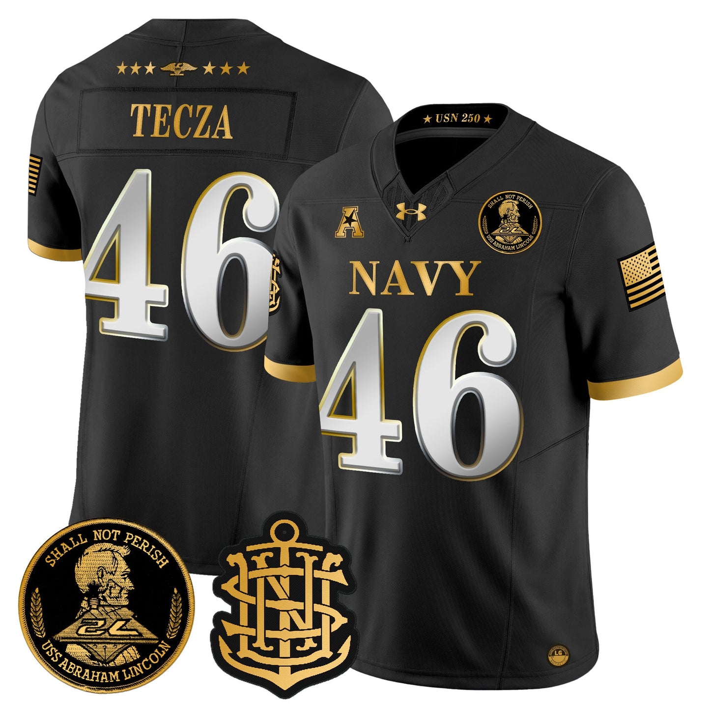 Men's Navy Midshipmen 250th Anniversary Gold Vapor Limited Jersey - All Stitched