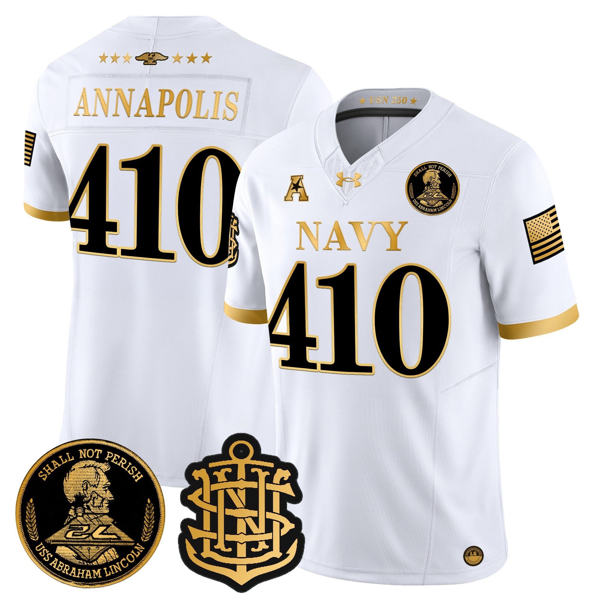 Men's Navy Midshipmen 250th Anniversary Gold Vapor Limited Jersey - All Stitched