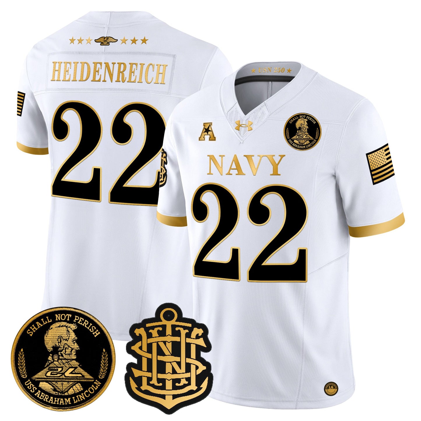 Men's Navy Midshipmen 250th Anniversary Gold Vapor Limited Jersey - All Stitched