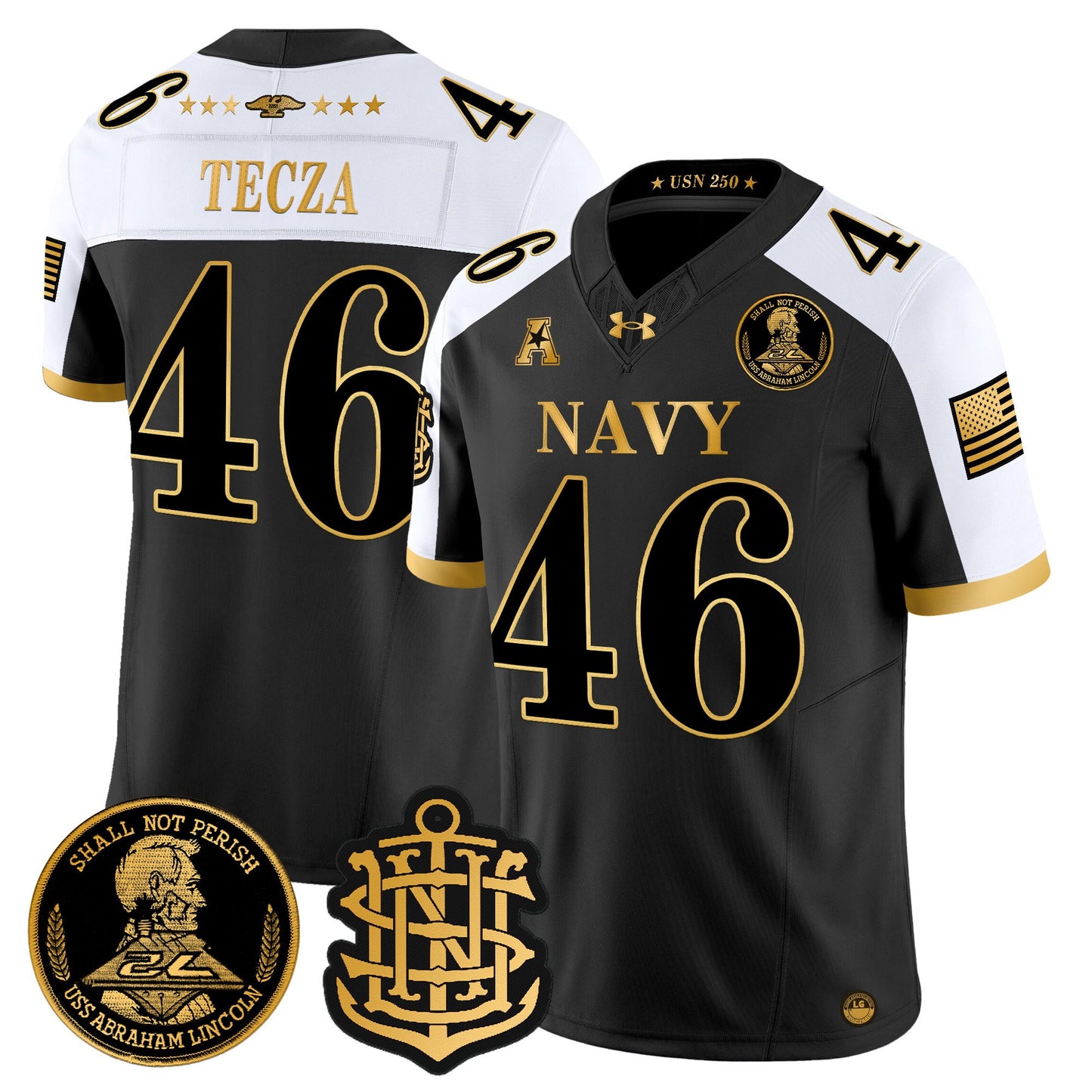 Men's Navy Midshipmen 250th Anniversary Gold Vapor Limited Jersey - All Stitched