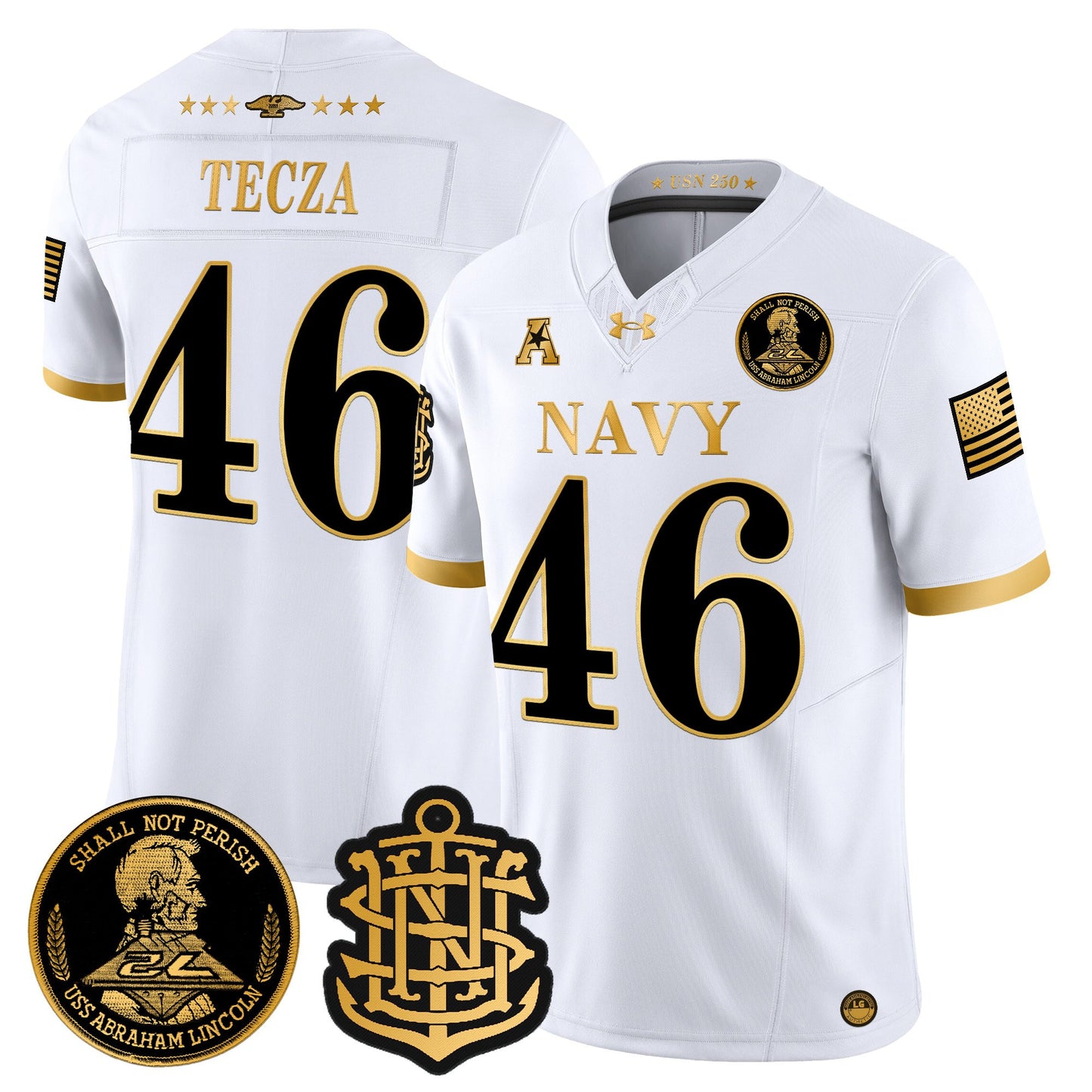 Men's Navy Midshipmen 250th Anniversary Gold Vapor Limited Jersey - All Stitched
