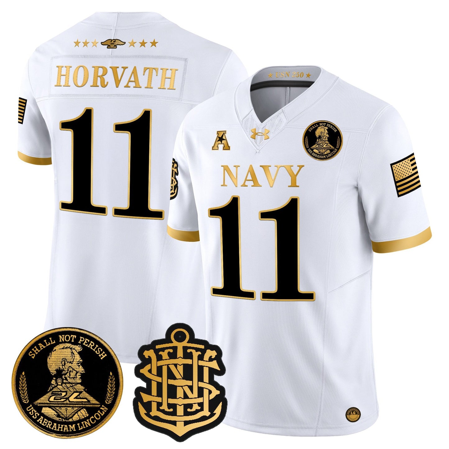 Men's Navy Midshipmen 250th Anniversary Gold Vapor Limited Jersey - All Stitched