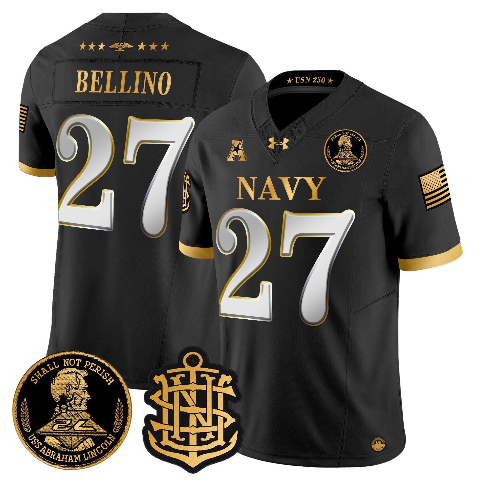 Men's Navy Midshipmen 250th Anniversary Gold Vapor Limited Jersey - All Stitched