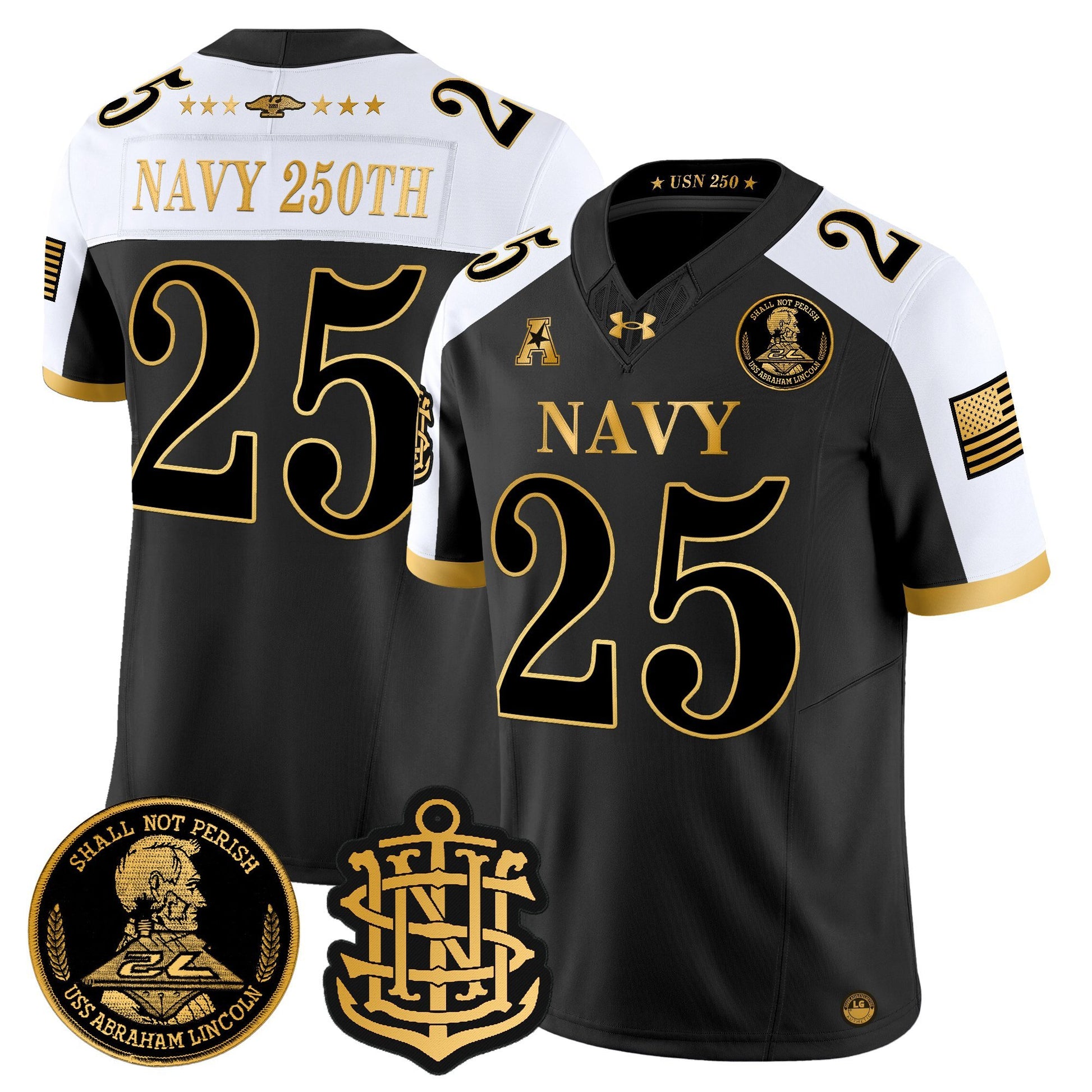 Men's Navy Midshipmen 250th Anniversary Gold Vapor Limited Jersey - All Stitched