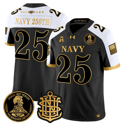 Men's Navy Midshipmen 250th Anniversary Gold Vapor Limited Jersey - All Stitched