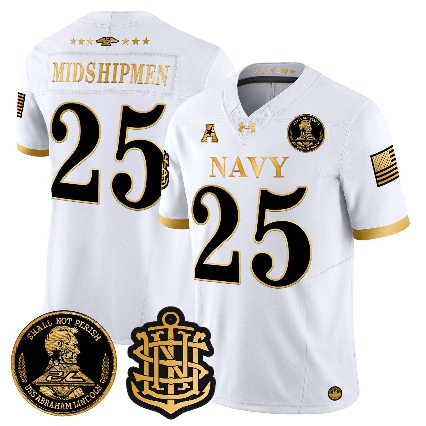 Men's Navy Midshipmen 250th Anniversary Gold Vapor Limited Jersey - All Stitched