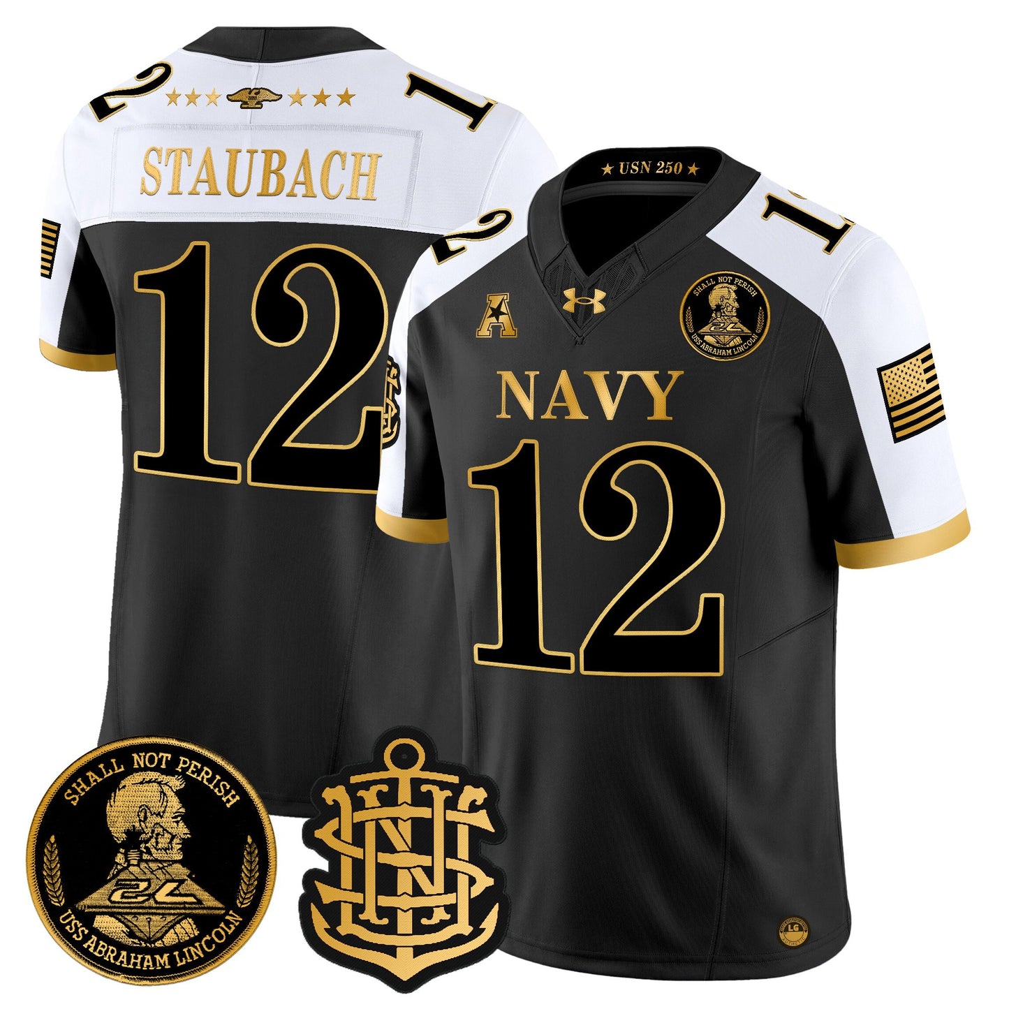 Men's Navy Midshipmen 250th Anniversary Gold Vapor Limited Jersey - All Stitched