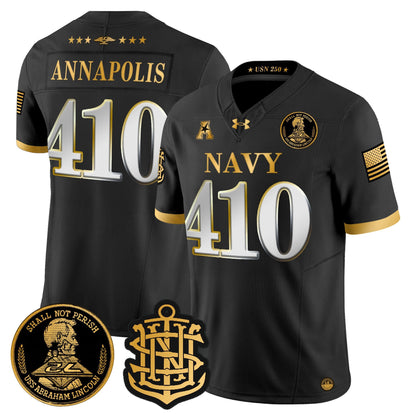 Men's Navy Midshipmen 250th Anniversary Gold Vapor Limited Jersey - All Stitched