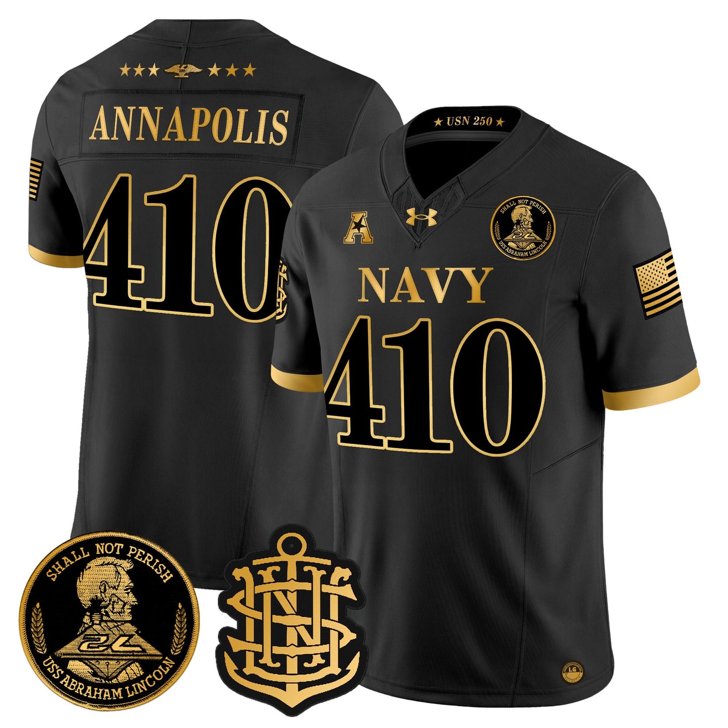 Men's Navy Midshipmen 250th Anniversary Gold Vapor Limited Jersey - All Stitched
