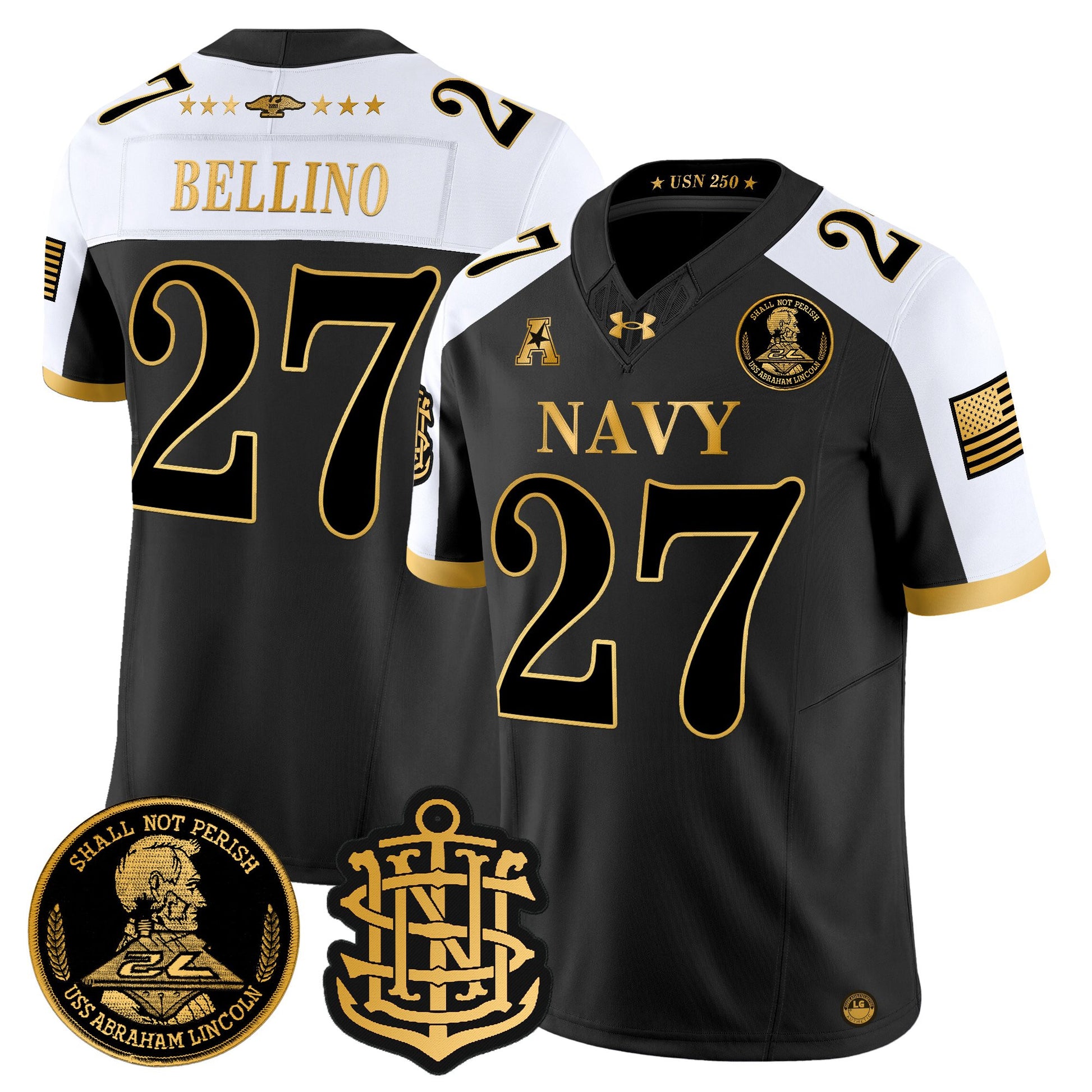 Men's Navy Midshipmen 250th Anniversary Gold Vapor Limited Jersey - All Stitched