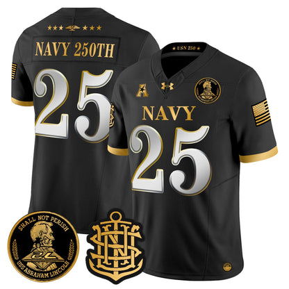 Men's Navy Midshipmen 250th Anniversary Gold Vapor Limited Jersey - All Stitched
