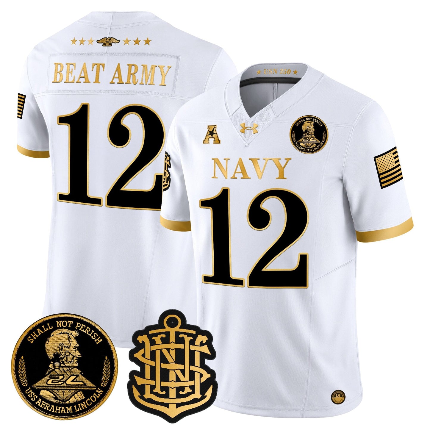 Men's Navy Midshipmen 250th Anniversary Gold Vapor Limited Jersey - All Stitched