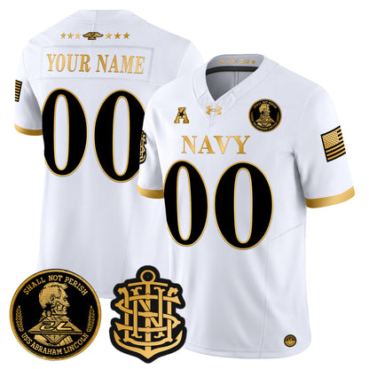 Navy Midshipmen 250th Anniversary Gold Vapor Limited Custom Jersey - All Stitched