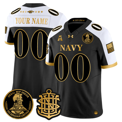 Navy Midshipmen 250th Anniversary Gold Vapor Limited Custom Jersey - All Stitched