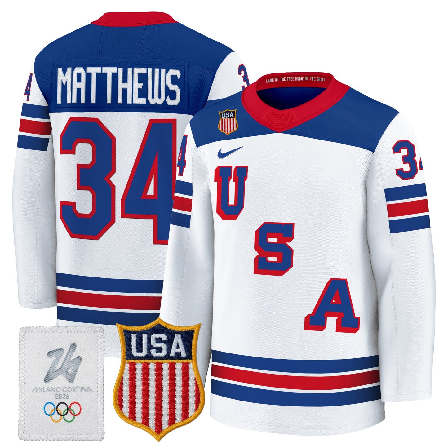Men's 2026 USA Olympic Premium Hockey Jersey - All Stitched