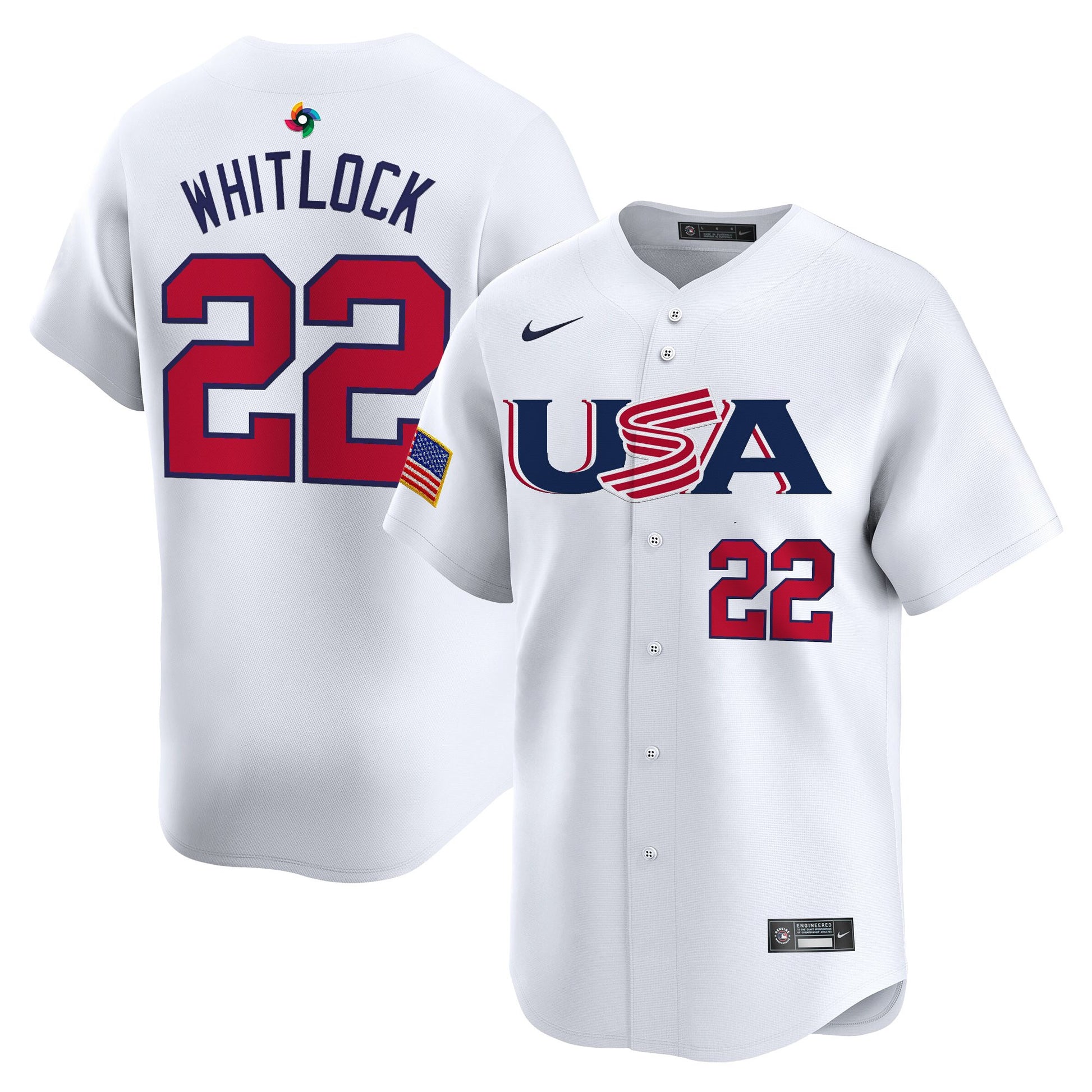 Men's Team USA World Baseball Classic Vapor Premier Jersey - 2026 Roster (Projected Number) - All Stitched