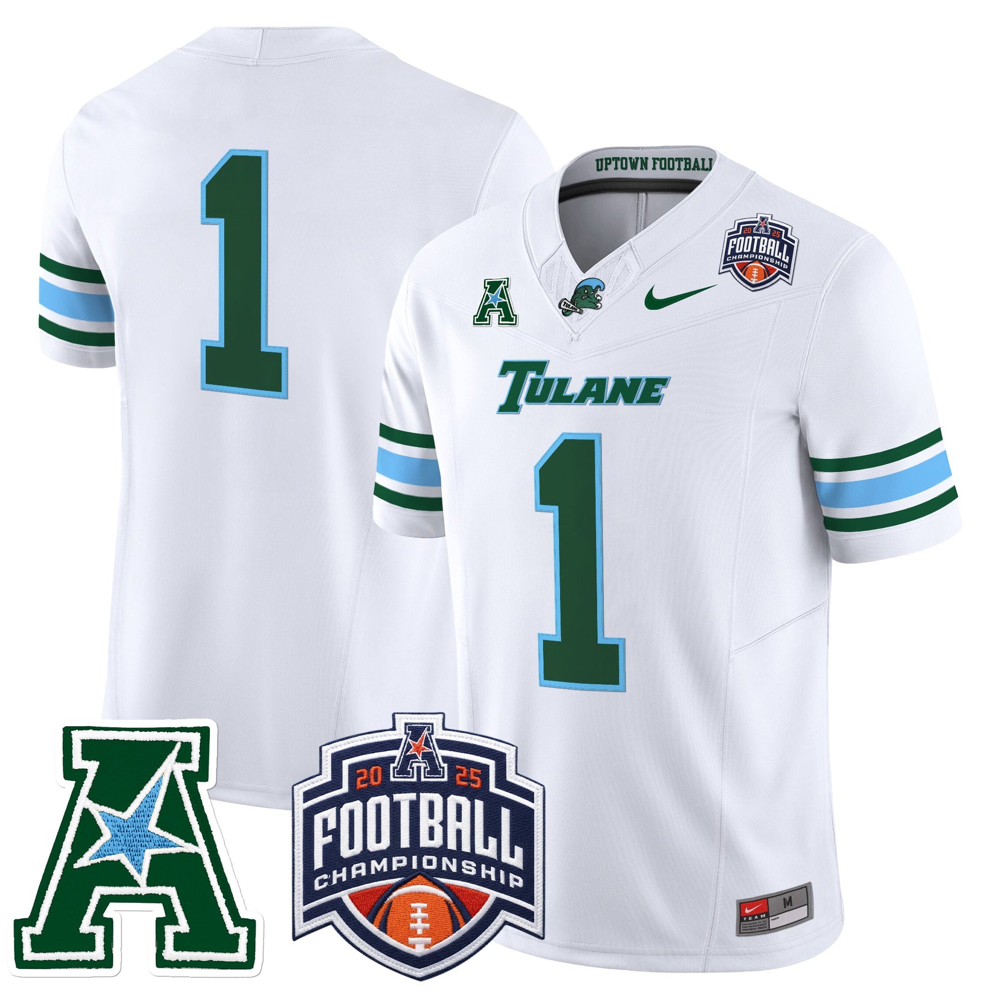 Men's Tulane Green Wave 2025 AAC Championship Vapor Limited Jersey - All Stitched