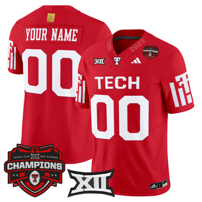 Texas Tech Red Raiders 2025 Big 12 Champions Vapor Limited Custom Jersey - All Stitched
