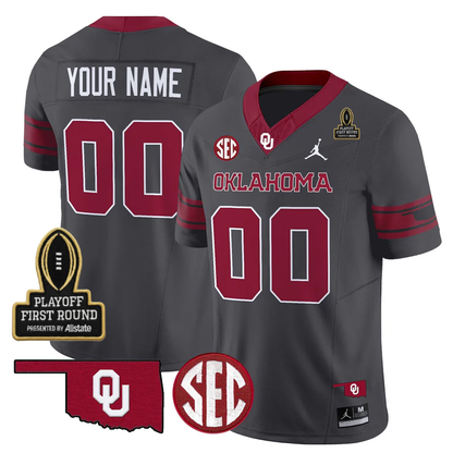 Custom OU 2025 Playoff First Round Patch Jersey - All Stitched