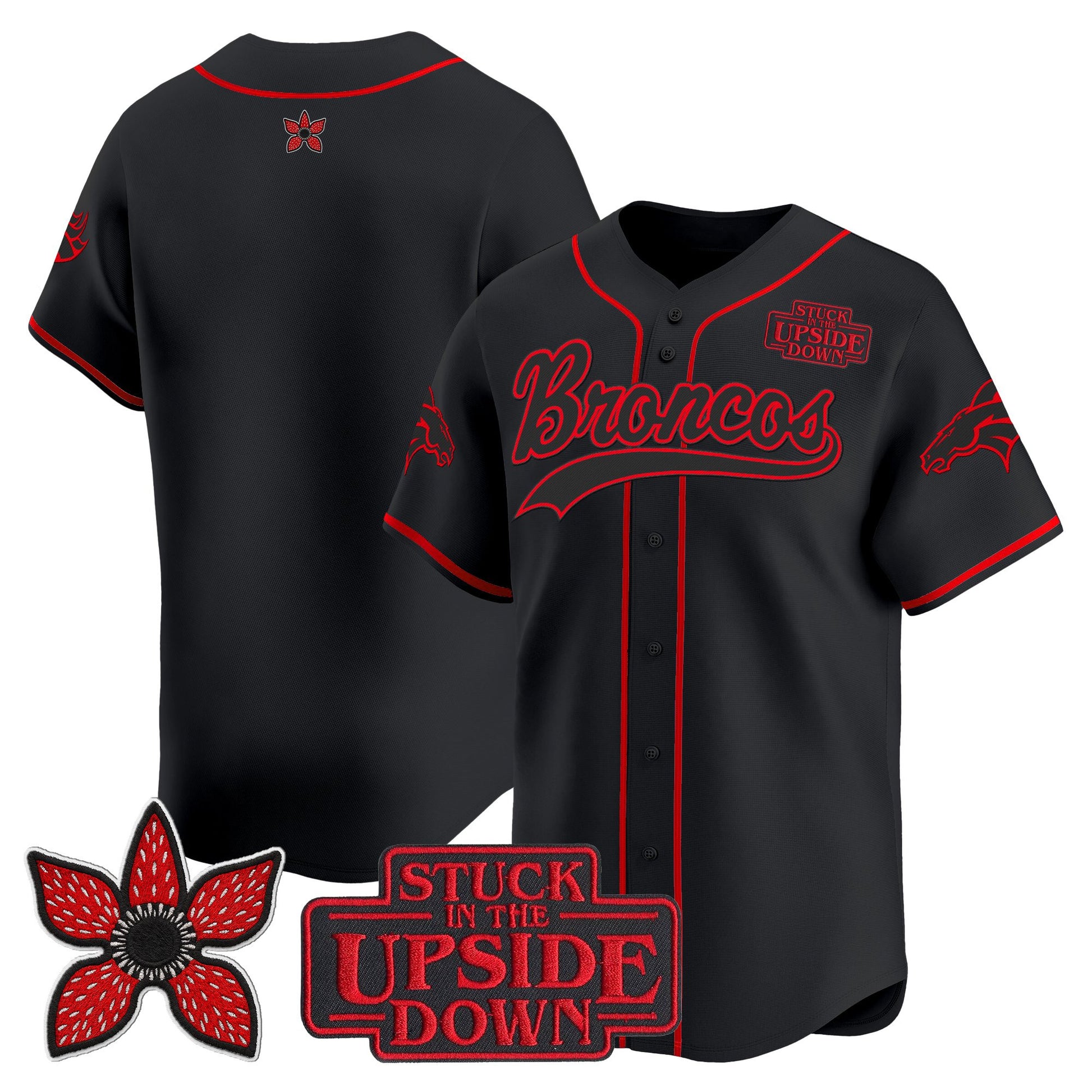 Denver Broncos 'Stranger Things Edition' Vapor Baseball Jersey - All Stitched