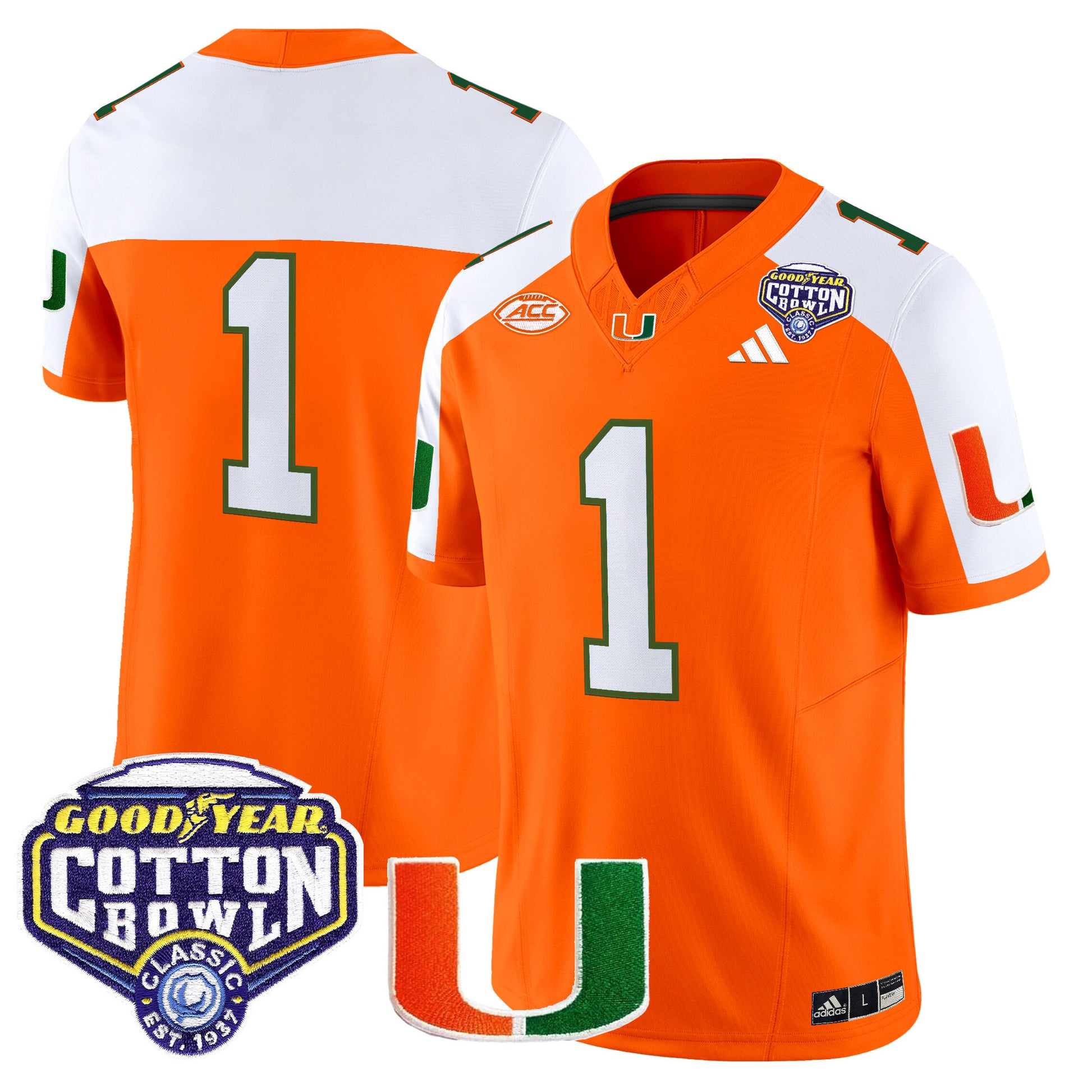 Men's Miami Hurricanes 2025 Vapor Limited Jersey - 2025 Cotton Bowl Patch - All Stitched