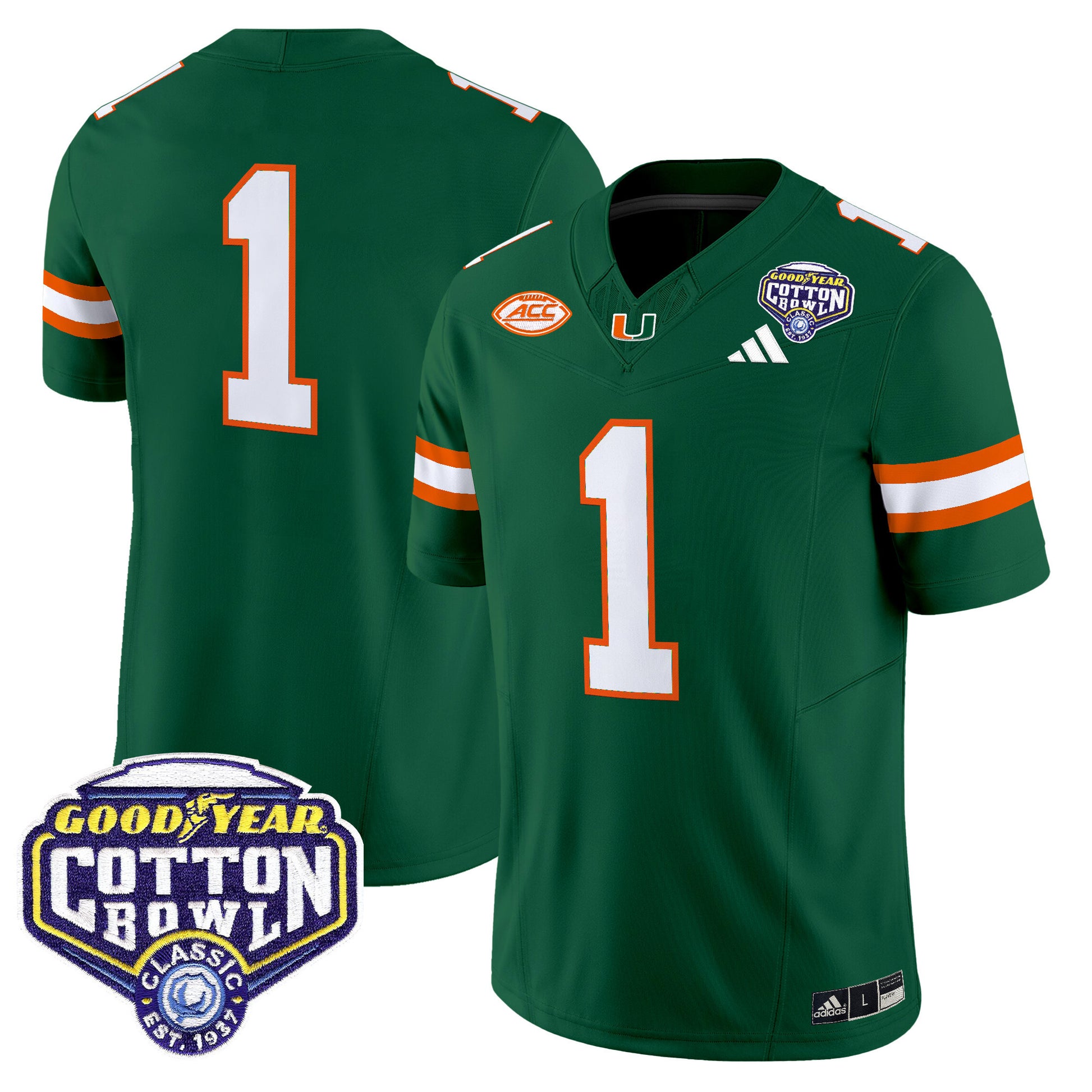 Men's Miami Hurricanes 2025 Vapor Limited Jersey - 2025 Cotton Bowl Patch - All Stitched